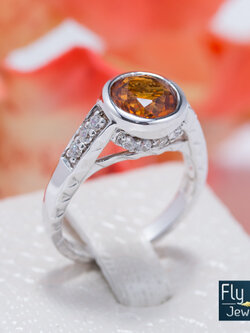 แหวนเงินแท้ พลอยซิทรีนแท้(ราศีพิจิก)