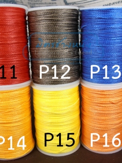 ด้ายเทียนนอก แบบเกลียวถักกลม 0.8 มิล แบบสีๆ P11-P16