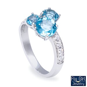 แหวนเงินแท้ พลอยบลูโทแพสแท้(ราศีธนู)