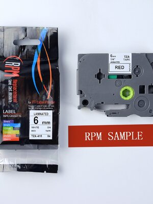 6mm TZA-415 - TZE-415 อักษรสีขาว พื้นหลังสีแดง