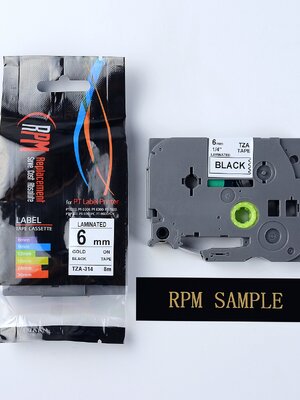 6mm TZA-314 - TZE-314 อักษรสีทอง พื้นหลังสีดำ