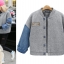 PreOrderคนอ้วน - เสื้อกันหนาว ผ้าวอม+ผ้ายีนส์ มีซับใน สีเทา