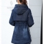 PreOrderคนอ้วน - เสื้อกันหนาวยีนส์ ด้านในเป็นหนังสัตว์ มีHood สีน้ำเงิน